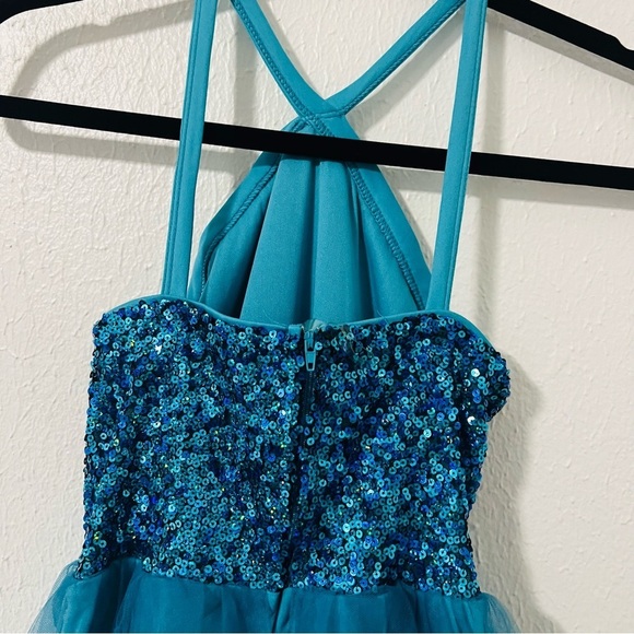 Poppies and Roses Girls Size 10 Sleeveless Sequin Bodice Corkscrew Long Dress - Picture 6 of 11